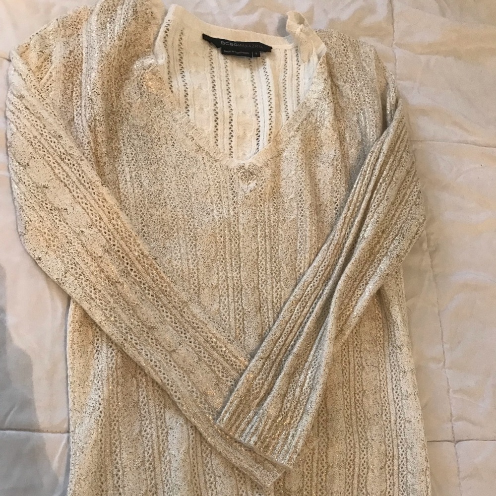 Gorgeous BCBG gold shimmer sweater.